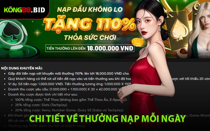 Chi tiết về chương trình thưởng nạp mỗn ngày tại Kong88